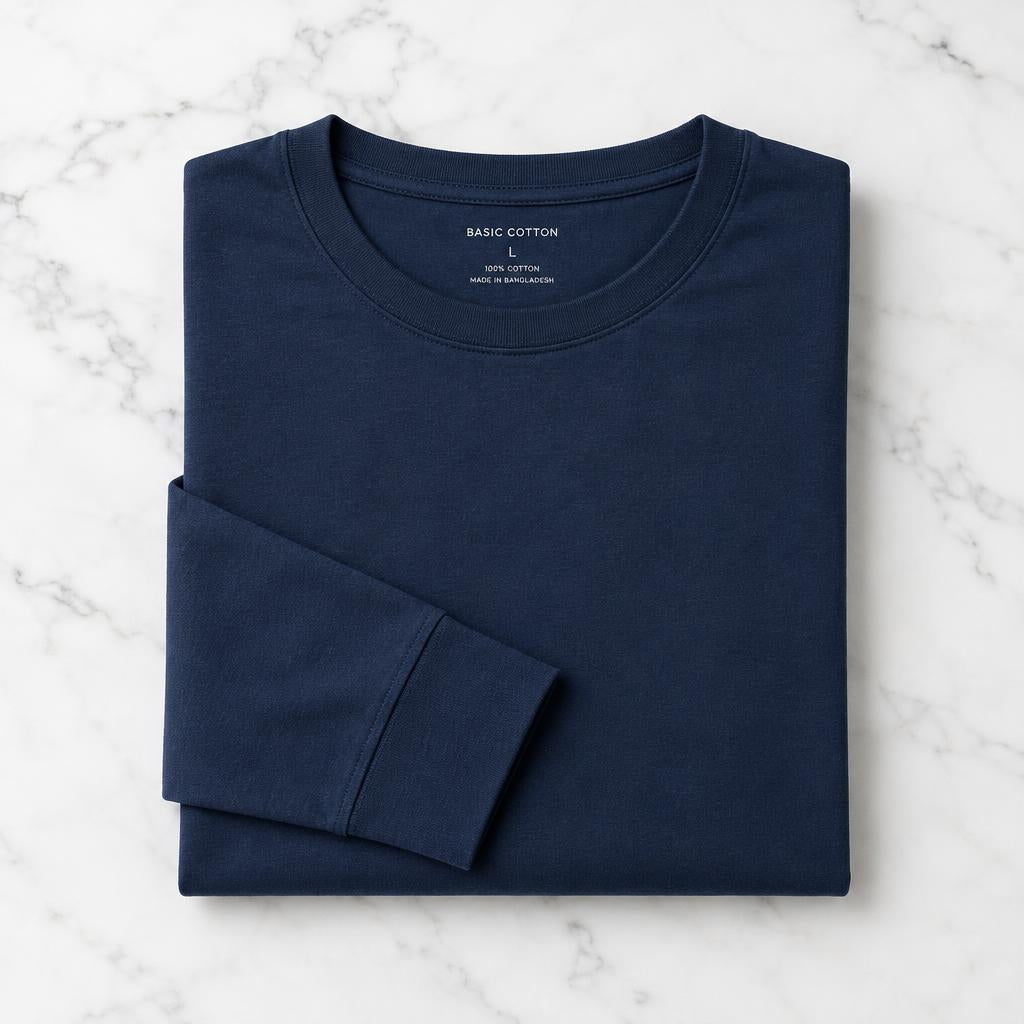 Remera Manga Larga Azul Marino