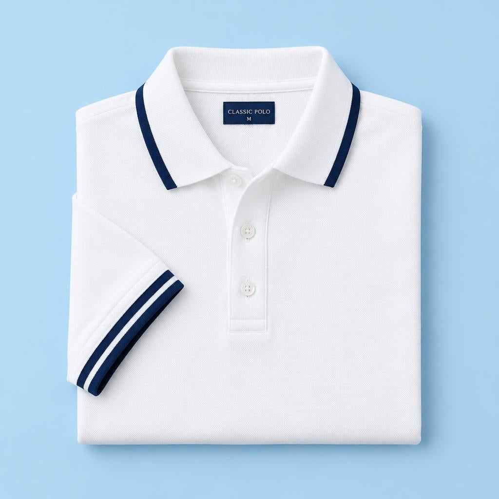 Chomba Blanca con Vivos Azules