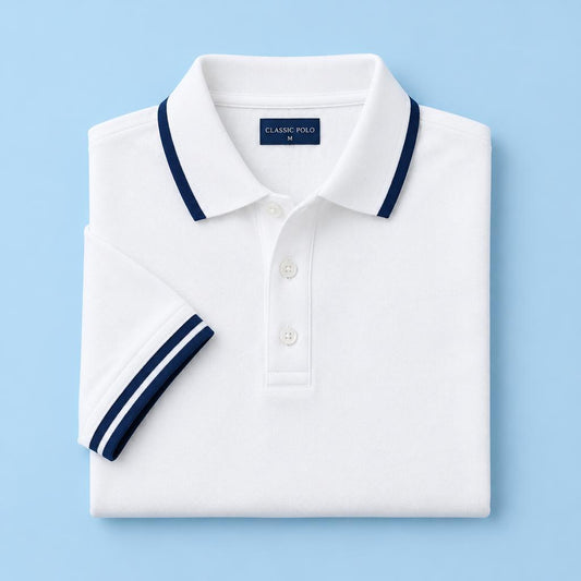 Chomba Blanca con Vivos Azules